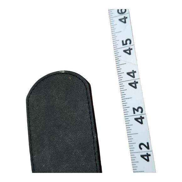 Leather belt fringe with silver color accents sz large Wide western boho black - Picture 10 of 16